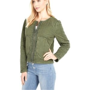Blank NYC Quilted Windowpane Green Zipper Jacket Women’s Size S